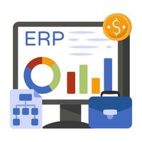 conceptual plano diseño icono de erp vector