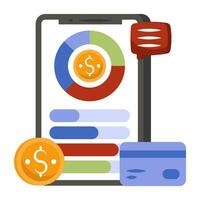 A unique design icon of mobile financial analytics vector