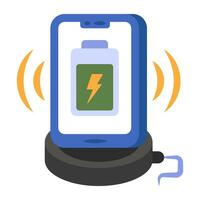 Mobile battery charging icon in flat design vector