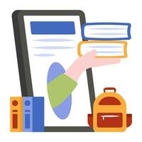 Conceptual flat design icon of mobile books vector