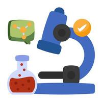 A lab research tool icon, flat design of microscope vector