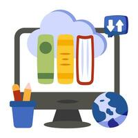 An editable design icon of cloud library vector