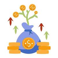 A flat design icon of financial growth vector