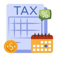 Conceptual flat design icon of tax schedule vector