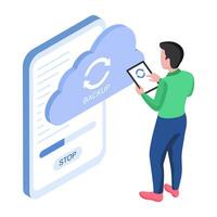 Unique design illustration of cloud backup vector