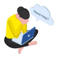 A flat design illustration of need mental help vector