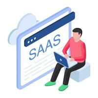 Conceptual flat design illustration of saas vector