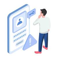 Conceptual flat design illustration of mobile password forgot vector