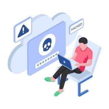 Editable design illustration of password hacking vector