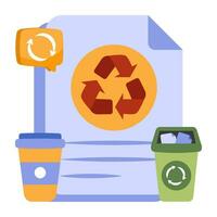 Conceptualizing flat design icon of paper recycling vector