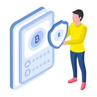 An illustration design of bitcoin security vector