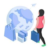 Global shopping illustration in unique design vector