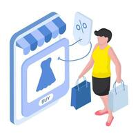 Modern design illustration of mobile shopping vector