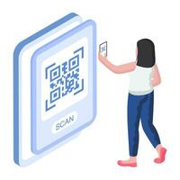 A flat design illustration of mobile barcode vector