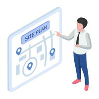 A colored design illustration of site plan vector