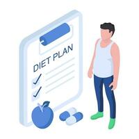 Conceptual flat design illustration of diet chart vector