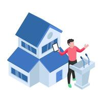 Conceptual illustration of house auction vector