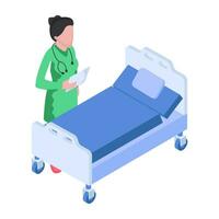 un plano diseño ilustración de hospital cama vector