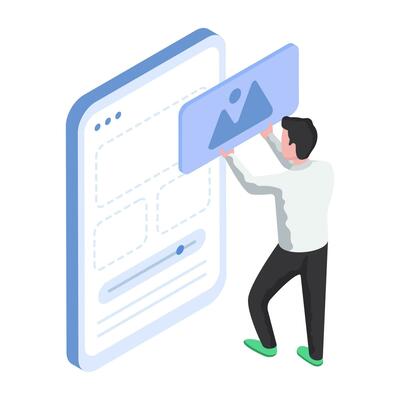 Modern design illustration of ui app working