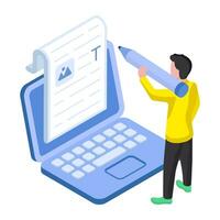 Trendy design illustration of online text writing vector
