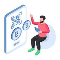 Perfecto diseño ilustración de bitcoin transacción vector