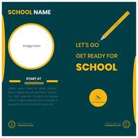 Back to school vector design. Back to school text in chalkboard element with light bulb and pen educational elements. Vector illustration back to school concept.