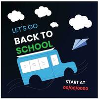 Back to school vector design. Back to school text in chalkboard element with light bulb and pen educational elements. Vector illustration back to school concept.