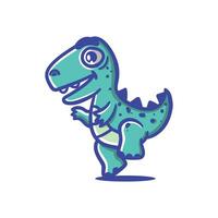 Illustration cartoon dino with happy face good for t shirt design and sticker vector