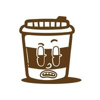 Illustration cartoon cup coffee with happy face good for t shirt design and sticker vector