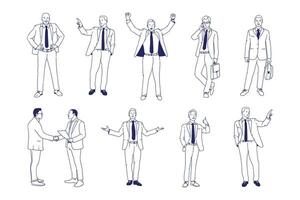 Vector hand draw line and silhouette people businessman