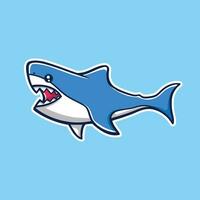 Vector illustration of shark on blue background