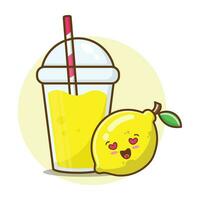 Illustration vector set of assorted fruit juices in glass with lemon