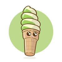 Vector ice cream cone cartoon icon illustration sweet food icon concept isolated
