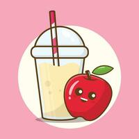 ilustración vector conjunto de clasificado Fruta jugos en vaso con manzana