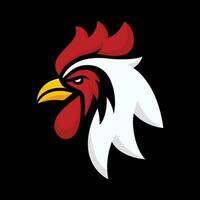 Vector illustration of rooster on black background good for game logo design