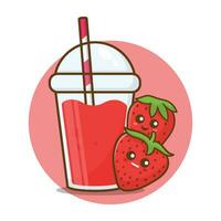 ilustración vector conjunto de clasificado Fruta jugos en vaso con fresa