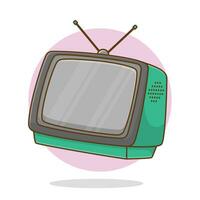 Vector illustration analogue retro tv with antenna channel and signal selector