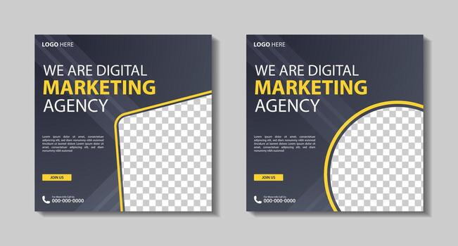 conjunto de editable cuadrado negocio web bandera diseño modelo. adecuado para social medios de comunicación correo, instagram historia y web anuncios vector ilustración con espacio a añadir imágenes mínimo y moderno diseño.