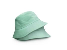 Two green bucket hats Isolated on a white background photo