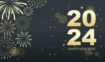 Greeting card Happy New Year 2024 celebration evening vector