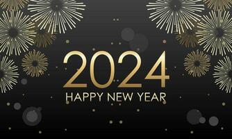 Greeting card Happy New Year 2024 celebration evening vector