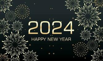 saludo tarjeta contento nuevo año 2024 celebracion noche vector