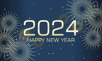 Greeting card Happy New Year 2024 celebration evening vector