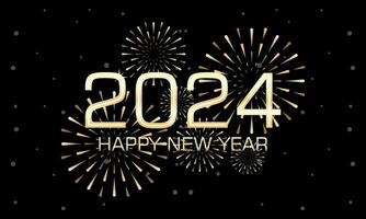 saludo tarjeta contento nuevo año 2024 celebracion noche vector