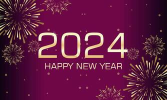 Greeting card Happy New Year 2024 celebration evening vector