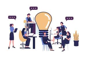 people working together at the office, brainstorming concept flat style illustration vector designB