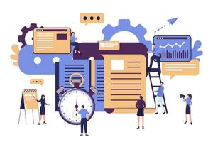 time schedule, time log, time process servicess for processing data flat illustration vector