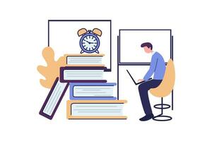 Home schooling concept, online learning, distance studies, home education flat vector illustration