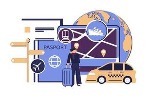 concepto de de viaje, negocio viaje, vacaciones planificación plano estilo ilustración vector