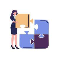 people connecting puzzle element flat style illustration vector design